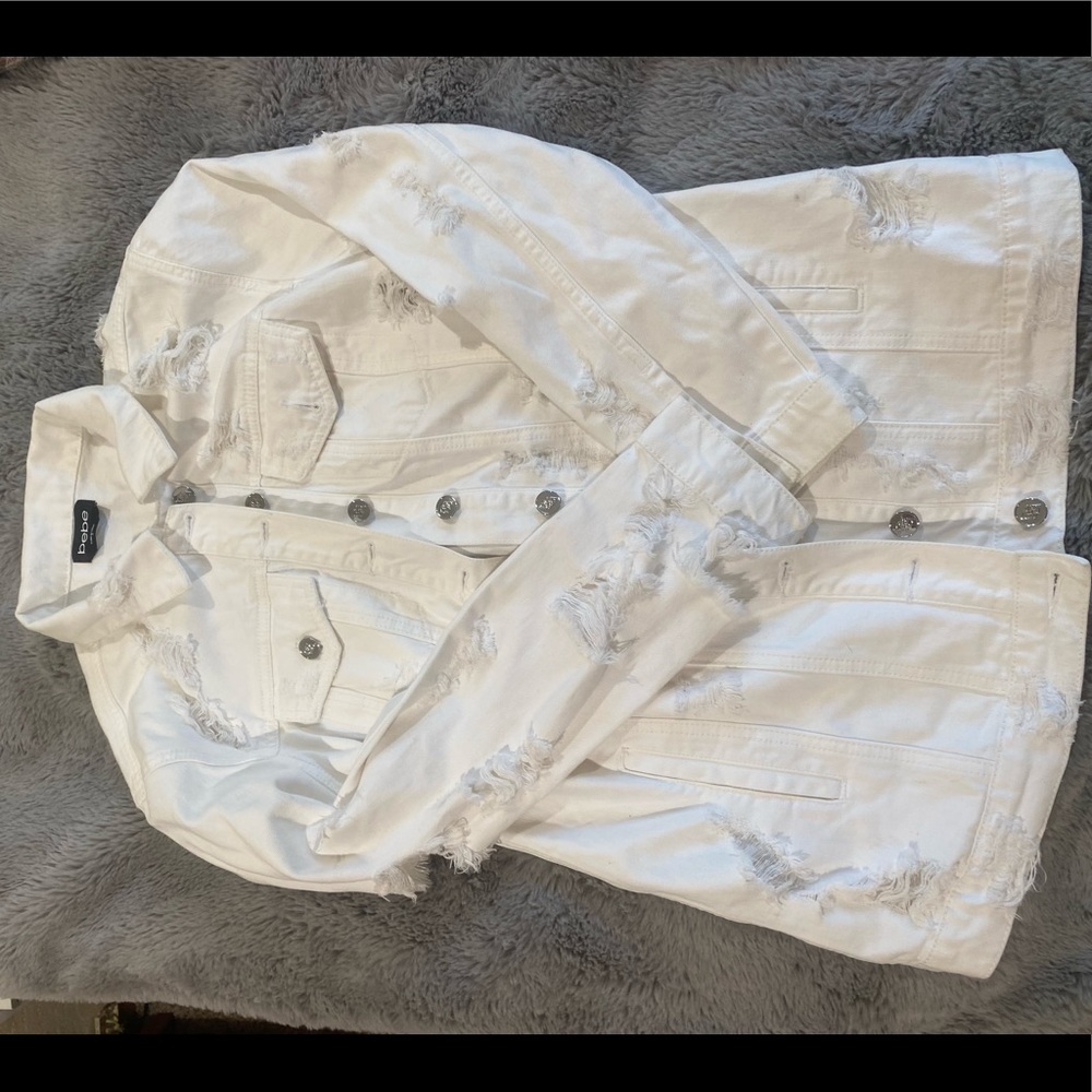 Bebe distressed boyfriend Jean jacket